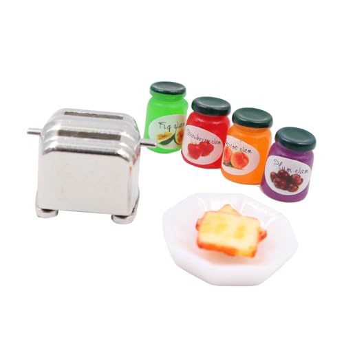 POFET Miniatur Zubehör Frühstück, Mini Puppenhaus Zubehör Wichtel Zubehör, Puppengeschirr Porzellan, Miniatur Küche Mini Essen Mini Toastmaschine Brot POFET Miniatur Zubehör Frühstück, Mini Puppenhaus Zubehör Wichtel Zubehör, Puppengeschirr Porzellan, Miniatur Küche Mini Essen Mini Toastmaschine Brot von POFET