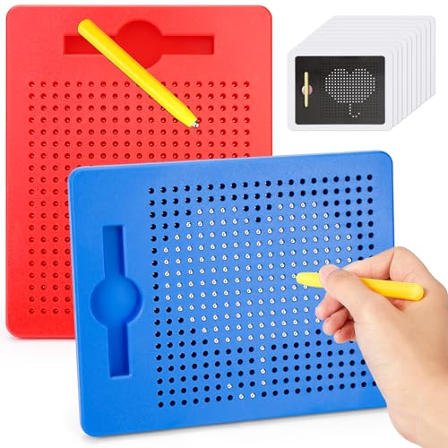 POFIBO Magnetische Zeichentafel - 2 Stück Magnetisches Zeichenbrett mit Kugeln und Stift Kleine Magnetische Maltafel Zaubertafel Reise Kinder Magnettafel Pädagogische Magnetspiel Geschenke für Kinder von POFIBO