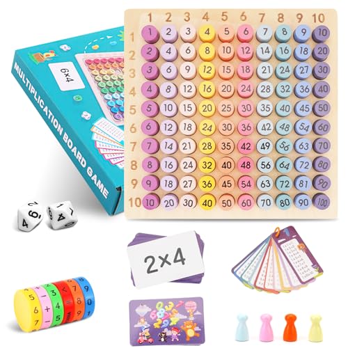 POFIBO Multiplikationsbrett - 1x1 Lernen Spiel, Multiplikationstafel Holz, Montessori Pädagogisches Spielzeug für Mathematische Manipulationen Kinderzählspielzeug von POFIBO