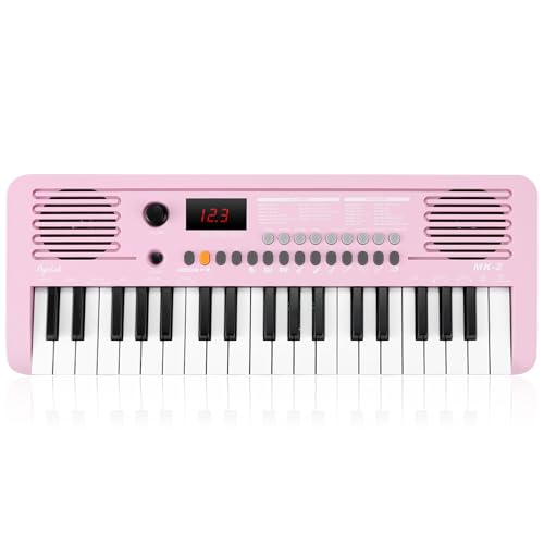 POGOLAB MK-2 Mini Keyboard Piano, Elektronisches Kinderkeyboard mit 37 Tasten, 40 Liedern, 200 Sounds, 200 Rhythmen, Digitalpiano mit MIDI-Funktion, Tragbares E-Piano (19,3 x 7,3 x 1,9 Zoll) (Rosa) von POGOLAB