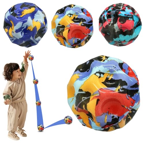 Astro Jump Ball, 4er Pack Mondball, 7 cm hoher Springender Gummiball, Weltraumball, Springender Globus Hüpfball, Mini Astro Jumpball Hüpfball für Kinder Outdoor von POHOVE