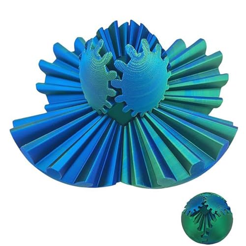 Gear Ball 3D gedruckt Gear Ball, Spin Ball oder Würfel Fidget Spielzeug, Gear Sphere Fidget Spielzeug, Stress Ball GearSphere Desk Toy mit Mehreren Verformungen(Farbe:Blau Grün) von POHOVE