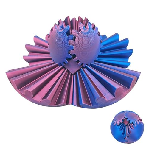 Gear Ball 3D gedruckt Gear Ball, Spin Ball oder Würfel Fidget Spielzeug, Gear Sphere Fidget Spielzeug, Stress Ball GearSphere Desk Toy mit Mehreren Verformungen(Farbe:Rot Blau) von POHOVE