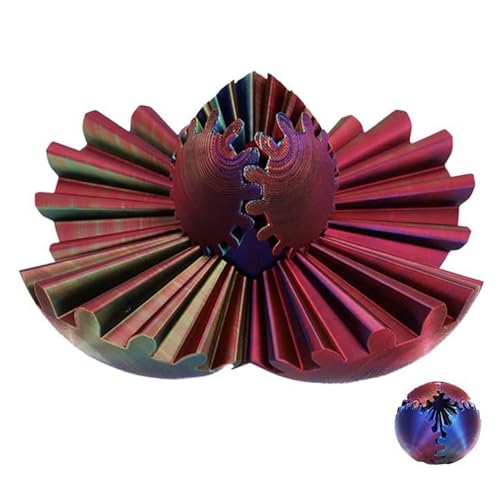 Gear Ball 3D gedruckt Gear Ball, Spin Ball oder Würfel Fidget Spielzeug, Gear Sphere Fidget Spielzeug, Stress Ball GearSphere Desk Toy mit Mehreren Verformungen(Farbe:Schwarz Rot) von POHOVE