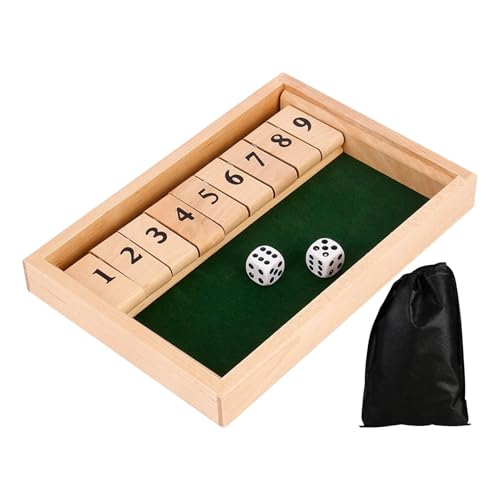 Shut The Box Game 2 Spieler, Würfelspiel aus Holz Tischspiel, Holzmathematik, Traditionelles Kneipenbrett Familienbrettspiele, Unterhaltsame Mathe Spiele von POHOVE