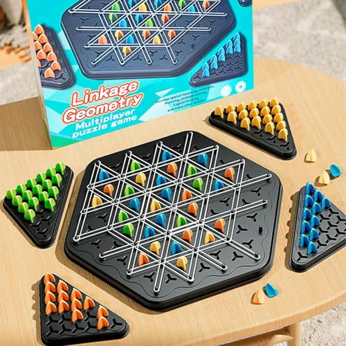 Triggle-Spiel, Triggle-Brettspiel, Ketten-Triggle-Spiel mit Gummibändern, Desktop-Dreieck-Schachbrett-Strategie-Brettspiel, klassisches Sammel-Strategie-Brettspiel für Familienfeste von POHOVE