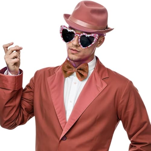 POIUIYQA Herz Sonnenbrille Retro Mode Herz Geburtstagsbrille Perle Herzbrille Herzbrillen Brille Partybrillen Damen Herzförmige Geburtstag Party Sonnenbrillen Accessoires (Rosa) von POIUIYQA