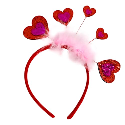 POIUIYQA Rote Herz Haarreif Glitter Rot Haarband Haarbügel Haarschmuck Valentinstag Liebe Herz Haarreifen Partyzubehör für Mädchen Frauen Hochzeit Karneval Weihnachten Halloween Party Dekoration von POIUIYQA