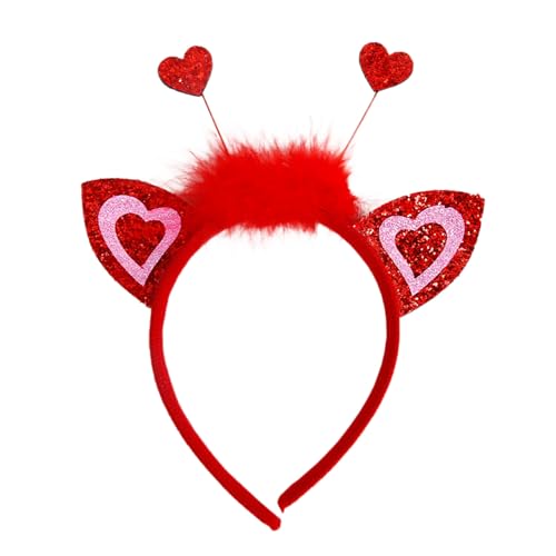 POIUIYQA Rote Herz Haarreif Glitter Rot Haarband Haarbügel Haarschmuck Valentinstag Liebe Herz Haarreifen Partyzubehör für Mädchen Frauen Hochzeit Karneval Weihnachten Halloween Party Dekoration von POIUIYQA