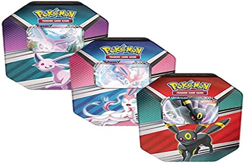 PoKéMoN TCG: V Heroes Tin – Espeon V, Umbreon V oder Sylveon V (eins nach dem Zufallsprinzip), Kartenspiel, ab 6 Jahren, für 2 Spieler, 15 Minuten Spieldauer, Mehrfarbig (POK85015D6) von Pokémon