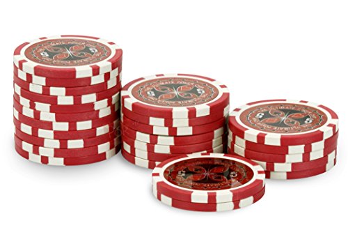 Rolle mit 25 Chips, Ultimate Poker Chips 5, Rot von POKEO