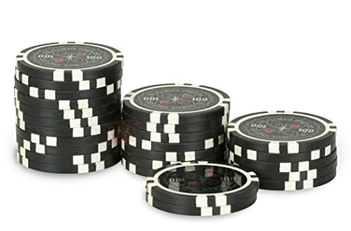 Rolle mit 25 Chips Ultimate Poker Chips 100, Schwarz von POKEO