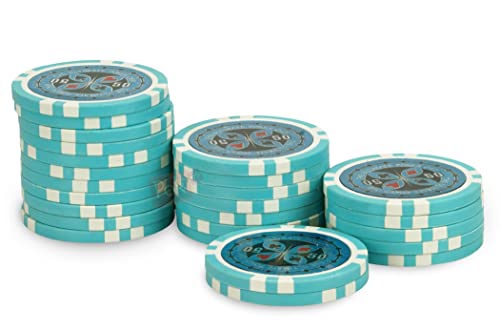 Rolle mit 25 Chips Ultimate Poker Chips 50, Himmelblau von POKEO