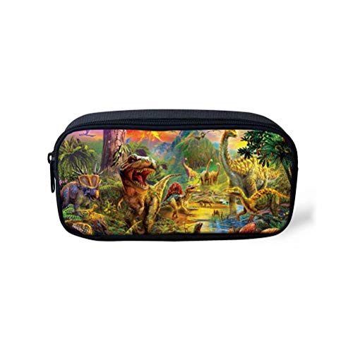 POLERO Federmäppchen Tyrannosaurus Rex Triceratops Spinosaurus Tanystropheus Pterodaktylus Dinosaurier Schlamperetui Kinder Student Federtasche mit T-Rex World Print Design von POLERO