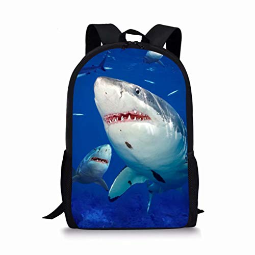 POLERO Schulrucksack Kinder Schulranzen für Junge Mädchen Schultasche Schule Rucksack Jugendliche Schulranzen Grundschule mit Hai Print Design von POLERO