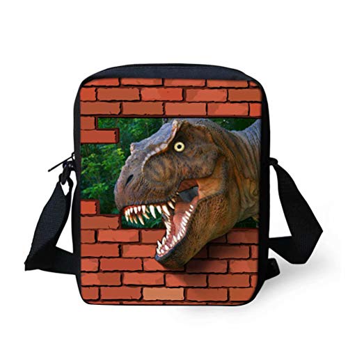 POLERO kleine umhängetasche Schultertasche Cross Body Bag mit Tyrannosaurus Rex Dino Dinosaurier Print von POLERO