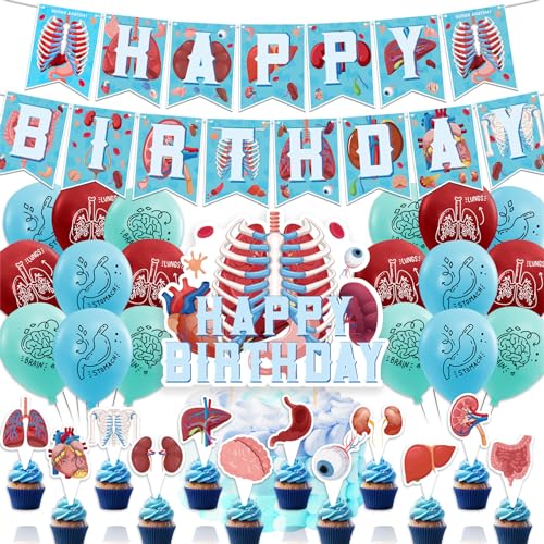 Menschliche Anatomie Geburtstag Dekorationen Menschliche Anatomie Körper Teil Party Supplies Beinhaltet Menschliche Anatomie Geburtstag Banner Kuchen Topper Cupcake Toppers Ballons von POMNUG