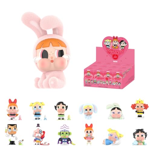 POP MART Crybaby x Powerpuff Girls Series Blind Box Figuren, zufälliges Design Mystery Toys für moderne Wohnkultur, Sammlerstück-Spielzeug-Set für Schreibtischzubehör, ganzes Set von POP MART