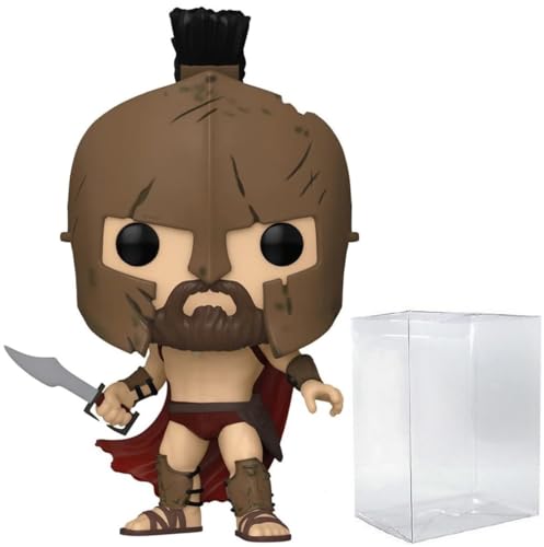 POP Filme: WB 100-300, Leonidas mit Helm, limitierte Auflage, Chase Funko Vinyl-Figur (Bundled with Compatible Box Protector Case), Mehrfarbig, 9,5 cm von POP