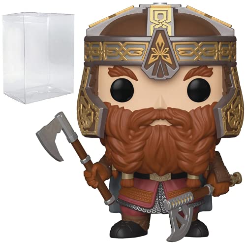 POP Herr der Ringe – Gimli Funko Pop Vinyl-Figur (gebündelt mit kompatibler Pop-Box-Schutzhülle), mehrfarbig, 9,5 cm, Grau von POP