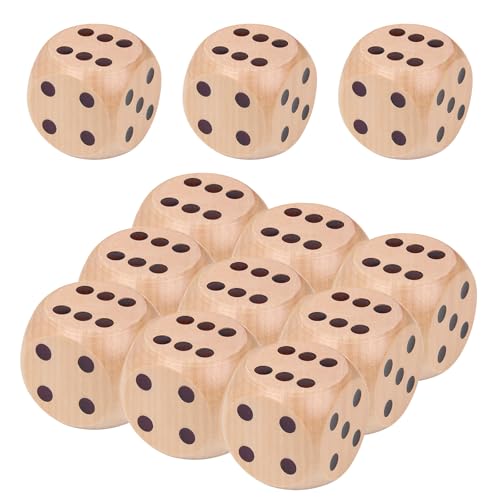 12 Stück Würfel Groß 30mm Würfel Holz Spielwürfel Natur Holz Große Würfel Set Würfelspiel für Kartenspiel Partyspiele Kinder Spiele Zubehör von POPAPIE