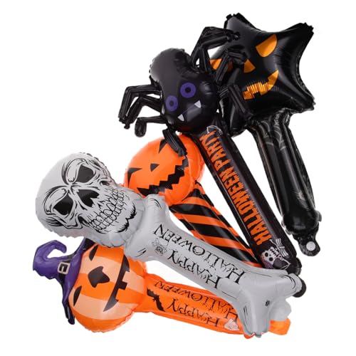 POPETPOP 1 Satz Halloween-ballonstab Aufblasbare Party-requisiten Ballondekor Partyballon Halloween Aufblasbarer Ballon Halloween-festival-ballons Folienballon Aluminiumfolie 5st von POPETPOP