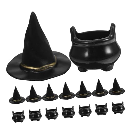POPETPOP 10 Sätze Halloween Miniatur Hexenhüte und Schwarze Kessel Detailreiche DIY Puppenhaus Dekoration Kleine Zauberer Hüte und Mini Kessel für Party und POPETPOP 10 Sätze Halloween Miniatur Hexenhüte und Schwarze Kessel Detailreiche DIY Puppenhaus Dekoration Kleine Zauberer Hüte und Mini Kessel für Party und von POPETPOP