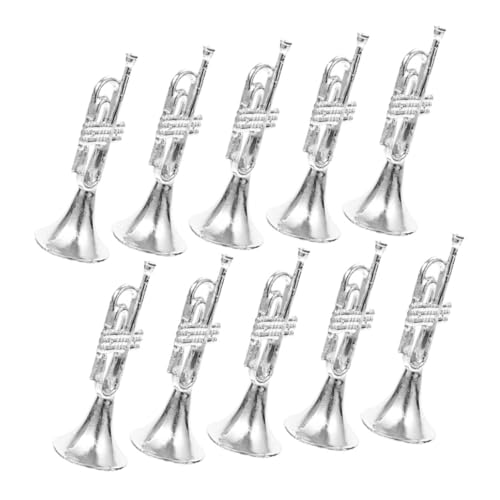 POPETPOP 10 Stück Teiliges Miniatur Trompeten Modell aus Kunststoff Silberfarbene Mini Instrumente für Puppenhaus Dekoration Langlebig Detailreich Vintage Design für DIY und Hauszubehör POPETPOP 10 Stück Teiliges Miniatur Trompeten Modell aus Kunststoff Silberfarbene Mini Instrumente für Puppenhaus Dekoration Langlebig Detailreich Vintage Design für DIY und Hauszubehör von POPETPOP