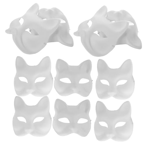 POPETPOP 10 Stück Weiße DIY Tiermasken Katzen und Fuchs Masken zum Bemalen Halbe Gesichtsmasken für Karneval Kostümparty und Kreative Maskenball Accessoires POPETPOP 10 Stück Weiße DIY Tiermasken Katzen und Fuchs Masken zum Bemalen Halbe Gesichtsmasken für Karneval Kostümparty und Kreative Maskenball Accessoires von POPETPOP