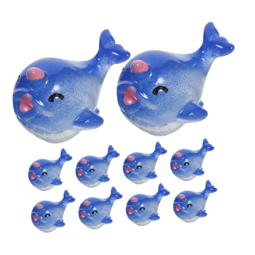 POPETPOP 10st Tiermodellpuppe Stofftier Wal Plüsch Mikrolandschaftsornament Mini Krabbelndes Krabbenbaby Gartentiere Oktopus Aquariumdekorationen Dinosaurierspielzeug Möwe Blue Kunstharz von POPETPOP