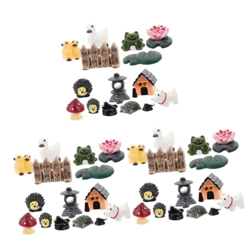 POPETPOP 15 Sätze Kleine Dinosaurier-spielzeuge Mini-fee Hasen Igel Figur Tiere Miniatur Mini- Kaninchen Hund Figuren Feengartentier Plüsch Frosch Zwerge Bausatz Wild Harz von POPETPOP