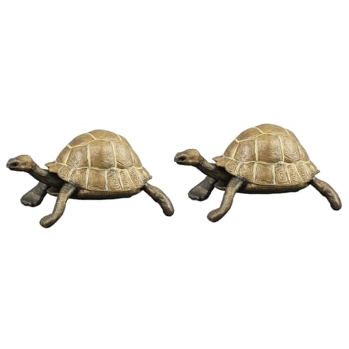 POPETPOP 2st Simulierte Schildkröte Finger Sensorisch Schildkröten-anhänger Schildkröte Schildkrötenstatuen Futternapf Für Schildkröten Figuren Puppen Skulptur Brown PVC von POPETPOP