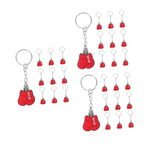 POPETPOP 3 Sätze Boxhandschuh-schlüsselanhänger Mini Boxhandschuhe Schlüsselanhänger Rot Boxhandschuhe Mini Schlüsselbund Anhänger Boxparty-dekorationen Geldbörse Charme Pvc 10 Stück * 3 von POPETPOP