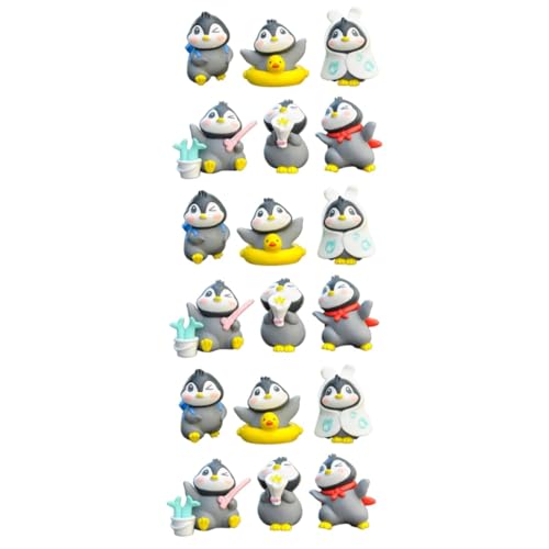 POPETPOP 3 Sätze Pinguin-Ornamente Miniaturen Pinguin Figur Tiere Teich Mini-Pinguine Winzige Pinguine Kleiner Pinguin Kleines Weltspiel Pinguin Kuchen Topper Lebensecht PVC 6 Stück * 3 von POPETPOP