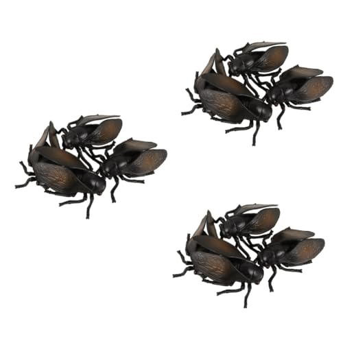 POPETPOP 3 Sätze Simulierte Zikade Tiere Tier Modelle Tiere Modell Zikadendekorationen Künstliche Zikade Simulation Von Insektenfiguren Zikaden-skulptur Plastik Black 4 Stück * 3 von POPETPOP