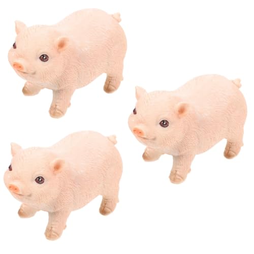 POPETPOP 3Pcs Simulation Schweinchen Ornamente Tierfigur Realistisches Spielzeugfigur Bauernschwein-Skulptur Desktop- - dekoratives Schweinedekor Harz von POPETPOP