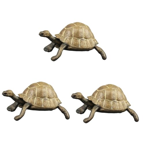 POPETPOP 3St simulierte Schildkröte schildkröten schildkröte Wildtiermodell zappeln Stadt Figur Schildkröte Desktop-Dekoration pädagogisches Schildkrötenmodell PVC Brown von POPETPOP