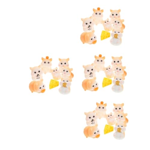 POPETPOP 4 Sätze Hamster-Ornament Miniatur-tierfiguren Minifiguren Falscher Hamster Kleine Tierfiguren Miniaturfiguren Tierisches Spielset Miniatur-Hamster-Figuren Mini-hamsterfiguren Harz von POPETPOP