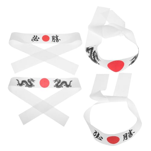 POPETPOP 4 Stück Ninja-Stirnband multifunktionale Kinderschürze Sushi Pailletten Stirnbänder Zubehör Stirnbänder frecher japanische Kopfbedeckung japanische Kochband Karate-Band Polyester von POPETPOP