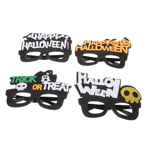 POPETPOP 4 Stück Teiliges LED Halloween Party Brillen Leuchtende Gläser in Gelb mit Schädel Fledermaus Kürbis und Buchstaben Motiven Leichte Partybrille für Erwachsene Halloween Deko und POPETPOP 4 Stück Teiliges LED Halloween Party Brillen Leuchtende Gläser in Gelb mit Schädel Fledermaus Kürbis und Buchstaben Motiven Leichte Partybrille für Erwachsene Halloween Deko und von POPETPOP