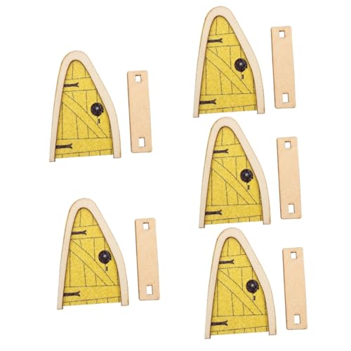 POPETPOP 5St Miniatur-Zauberertor für kinderspielzeug spielsachen faszinater Romantic Mini-Basteltür Mini-Feentür aus Holz Türschmuck kleine Feentür Holztür Yellow von POPETPOP