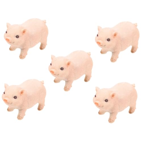 POPETPOP 5pcs Simulation Schweinchen Ornamente Bauernschwein-skulptur Tierfiguren Nutztiere Ferkel Realistische Schweinestatue Spielzeugfigur Tierische Kuchenfiguren Aufblasbar Harz von POPETPOP