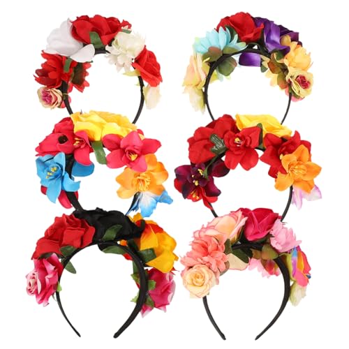 POPETPOP 6 Stück Teiliges Halloween Blumen Stirnband Flexible Gothic Haarreifen mit Vintage Rosen Leichtes Party und Cosplay Accessoire für Frauen Geeignet für Festival und Tag der Toten POPETPOP 6 Stück Teiliges Halloween Blumen Stirnband Flexible Gothic Haarreifen mit Vintage Rosen Leichtes Party und Cosplay Accessoire für Frauen Geeignet für Festival und Tag der Toten von POPETPOP