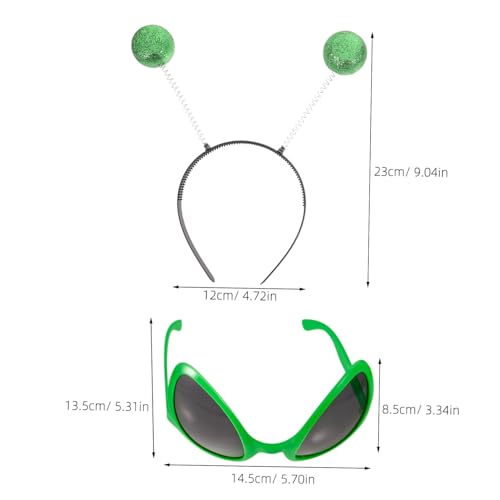 POPETPOP Außerirdisches Stirnband mit Sonnenbrille Teiliges Cosplay Zubehör in Silber Grün Kreative Kopfbedeckung und Brille für Karneval Party und Kostümfest POPETPOP Außerirdisches Stirnband mit Sonnenbrille Teiliges Cosplay Zubehör in Silber Grün Kreative Kopfbedeckung und Brille für Karneval Party und Kostümfest von POPETPOP