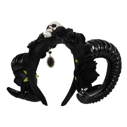 POPETPOP Halloween Horn Stirnband Damen Cosplay Haarreif mit Schädel und Spitze Atmungsaktiv Langlebig aus Kunststoff für Kostümpartys DIY Haaraccessoire für Halloween und Themenfeste POPETPOP Halloween Horn Stirnband Damen Cosplay Haarreif mit Schädel und Spitze Atmungsaktiv Langlebig aus Kunststoff für Kostümpartys DIY Haaraccessoire für Halloween und Themenfeste von POPETPOP
