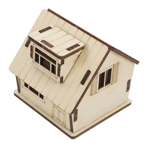 POPETPOP Miniaturhaus Musterhaus Modelle Möbelmodell künstliches falsches Halsband Möbel Tisch Puppenhaus Holzhaus Modell Puppenhaus Set Hausbauspielzeug Mini-Puppenhausmodell hölzern Khaki von POPETPOP