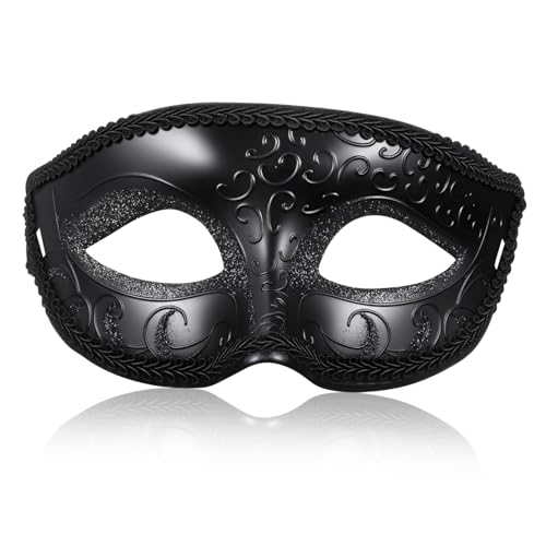 POPETPOP Schwarze Venezianische Masquerade Maske aus Kunststoff für Erwachsene Spitzen Design Bequem und Sicher Sitzend für Halloween Kostümpartys und Maskenbälle POPETPOP Schwarze Venezianische Masquerade Maske aus Kunststoff für Erwachsene Spitzen Design Bequem und Sicher Sitzend für Halloween Kostümpartys und Maskenbälle von POPETPOP