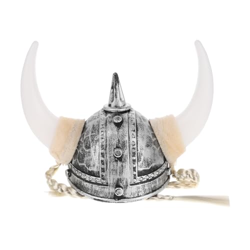 POPETPOP Silberner Wikingerhelm mit Detailreichen Hörnern und Geflochtenen Zöpfen Weiches Material für Bequemen Sitz für Mittelalter Festivals Cosplay Karneval und Rollenspiele POPETPOP Silberner Wikingerhelm mit Detailreichen Hörnern und Geflochtenen Zöpfen Weiches Material für Bequemen Sitz für Mittelalter Festivals Cosplay Karneval und Rollenspiele von POPETPOP