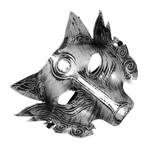 POPETPOP Wolfkopf Maske Halloween Kostüm Requisite Vintage Silber Einzigartige Dekorative Party Maske für Cosplay und Festliche Veranstaltungen POPETPOP Wolfkopf Maske Halloween Kostüm Requisite Vintage Silber Einzigartige Dekorative Party Maske für Cosplay und Festliche Veranstaltungen von POPETPOP