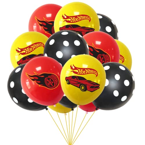 POPOYU 15 Stück Hot Wheels Geburtstagsdeko,12 Zoll Rote Rennwagen Party Ballons Auto Luftballons Kindergeburtstag Racing Car Latexballons Deko für Rennauto Theme Geburtstag Party Dekoration von POPOYU